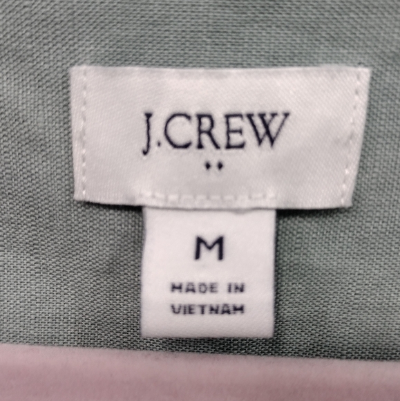 J. Crew Linen Cotton Sleeveless Popover Tunic Women's M Green Minimalist Beach - Picture 8 of 11